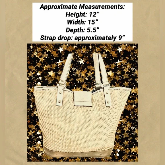 Kate Spade Gold Leather Turn Lock Straw Bag Nice Preowned Cond Very Good Size - Picture 3 of 14